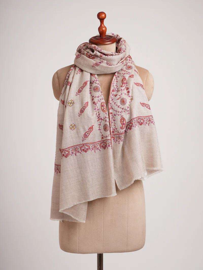 Hand Embroidered Pure Cashmere Wrap